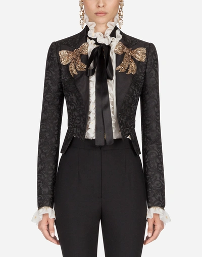 Dolce & Gabbana Jacquard Blazer In Black