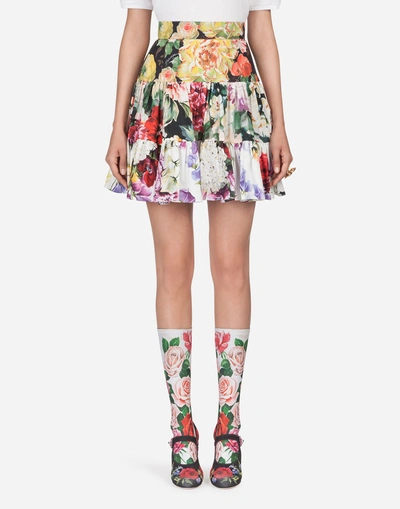 Dolce & Gabbana Printed Cotton Skirt In Floral Print