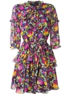 Saloni Tilly Ruffle Silk Dress In Purple