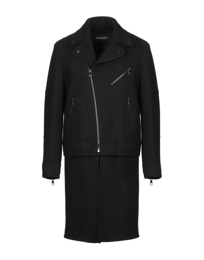 Neil Barrett Wool Blend Coat In Black