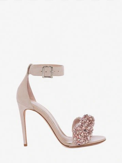 Alexander Mcqueen Bow Embroidered Sandal In Peonie Pink