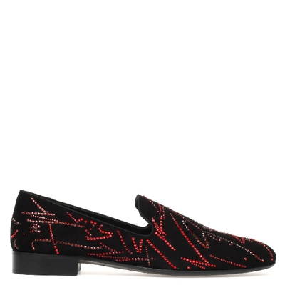 Giuseppe Zanotti Swarvoski Crystal-embellished Suede Loafers In Black