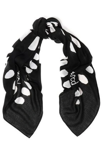 Mcq By Alexander Mcqueen Woman Printed Cotton And Modal-blend Scarf Black