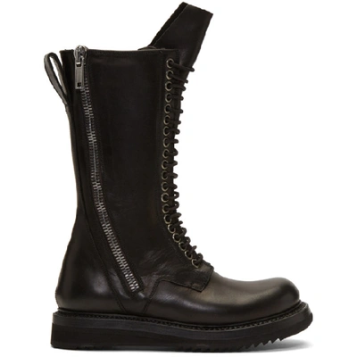 Rick Owens Babel Army Creeper Zip Boots In Black In 09 Black