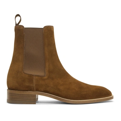 Christian Louboutin Brown Suede Samson Chelsea Boots In C329 Coconu