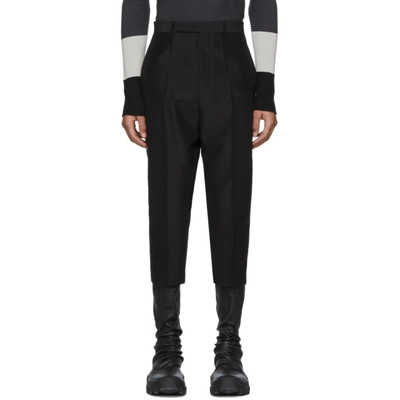 Rick Owens Black Cropped Astaires Trousers In 09 Black