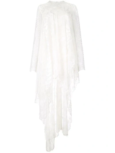 Oscar De La Renta Floral Lace Silk Blouse In White