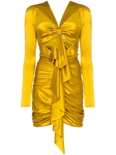 Alexandre Vauthier Ruffled Front Mini-dress In Gold