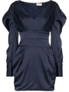 Alexandre Vauthier Ruched Sleeve Mini Dress In Blue