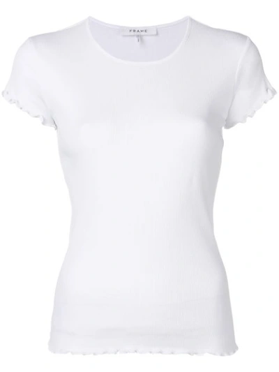 Frame Ruffle Trim T In White