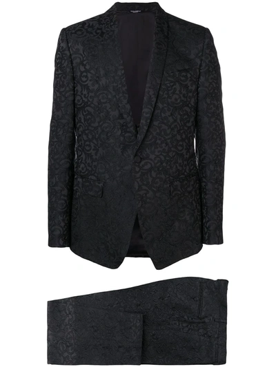 Dolce & Gabbana Floral Jacquard Two Piece Suit In Black