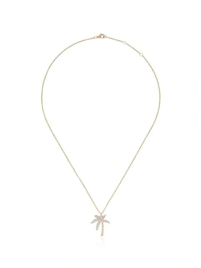 Yvonne Léon 18k Yellow Gold And Diamond Palm Tree Necklace In Metallic
