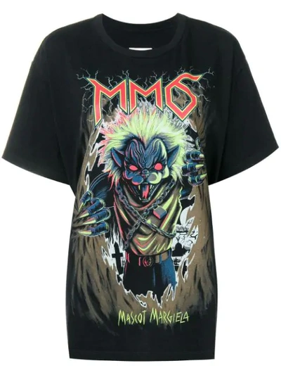 Mm6 Maison Margiela Zombie Cat Print T-shirt In Black