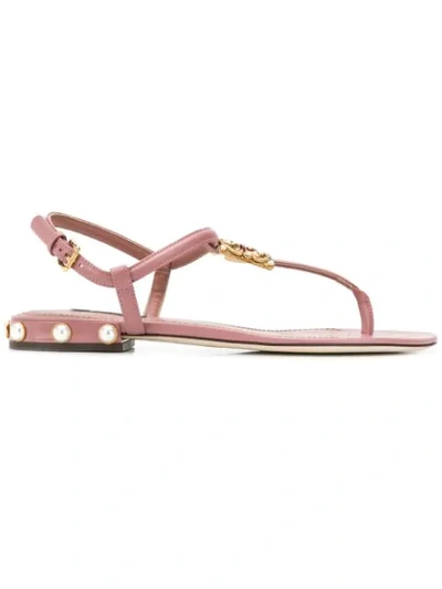 Dolce & Gabbana Dg Amore Thong Sandals In Pink