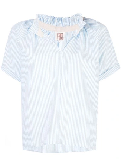 A Shirt Thing Striped V In Blue