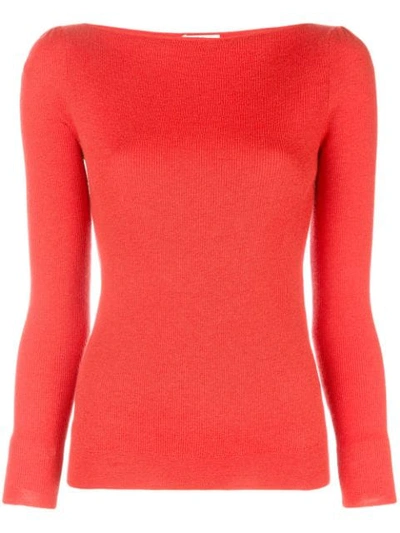 Co Long Sleeve Boatneck Jumper In Red