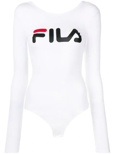 Fila Logo Cotton Blend Bodysuit In White