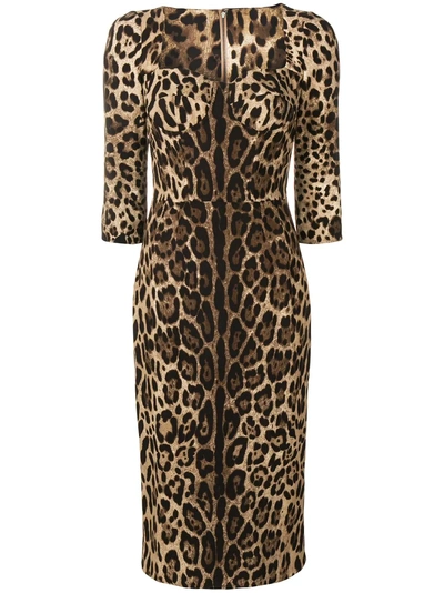 Dolce & Gabbana Leopard Print Dress - Brown