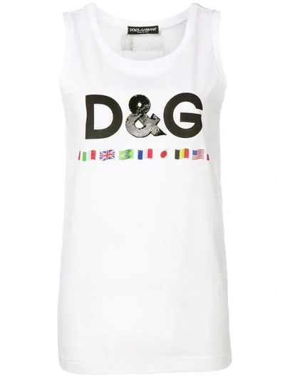 Dolce & Gabbana Logo Tank Top In White