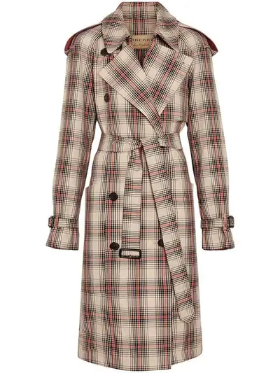 Burberry Lightweight Check Trench Coat In Brown