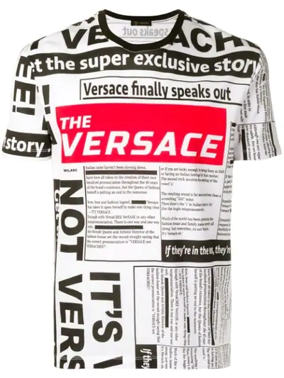 Versace All Over Tabloid Printed Jersey T-shirt In Multicolor