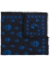 Alexander Mcqueen Skull Print Scarf In Blue