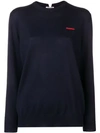 Miu Miu Embroidered Logo Jumper In Blue