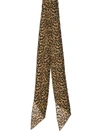 Saint Laurent Leopard Print Scarf - Brown