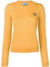 Prada Logo Knit Sweater In F0080 Mais