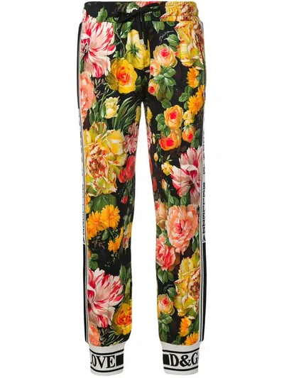 Dolce & Gabbana Floral Print Track Trousers In Yellow