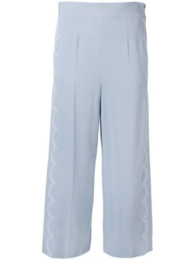 Red Valentino Cropped Trousers In Blue