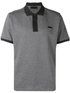Prada Logo Patch Polo Shirt In Grey