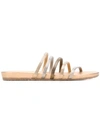Pedro Garcia Gala Crystal Embellished Flat Sandals In Gold
