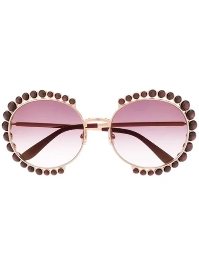 Elie Saab Crystal Embellished Sunglasses In 紫色