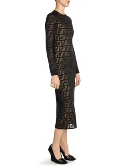 fendi dress long sleeve Fendi Chemisier Midi Dress