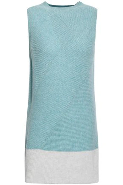 Duffy Woman Ribbed Cashmere Vest Turquoise