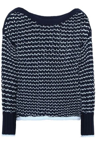 Rag & Bone Woman Daniela Two-tone Open-knit Sweater Navy