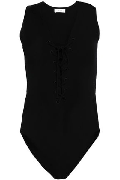 A.l.c Woman Lace-up Knitted Bodysuit Black