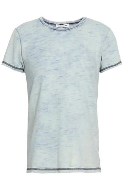 Rag & Bone Woman Bleached Cotton-jersey T-shirt Off-white In Azure