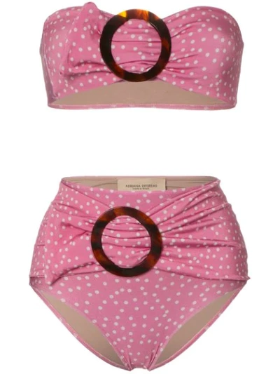 Adriana Degreas Mille Punti Polka Dot Ring Fastener Bikini In Pink