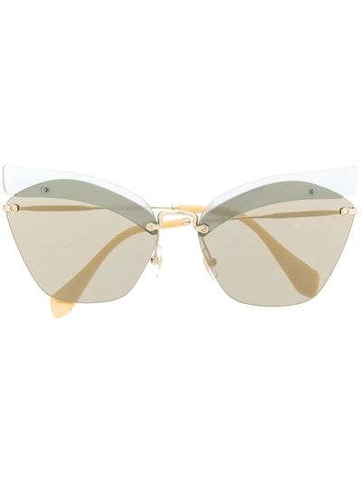 Miu Miu Eyewear Two-tone Cat Eye Sunglasses - Gold In 金色