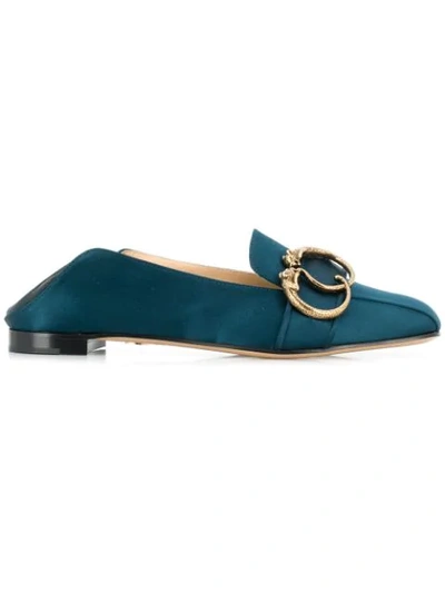 Charlotte Olympia Buckle Detail Mules In Green