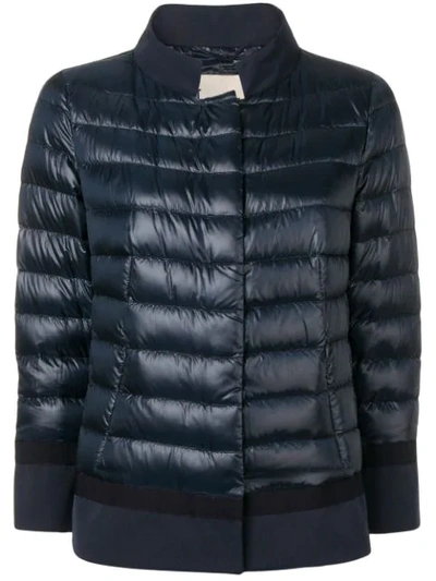 Herno Contrast Border Puffer Jacket In Blue