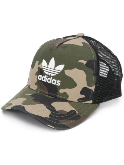 Adidas Originals Trucker Camouflage Cap In Green