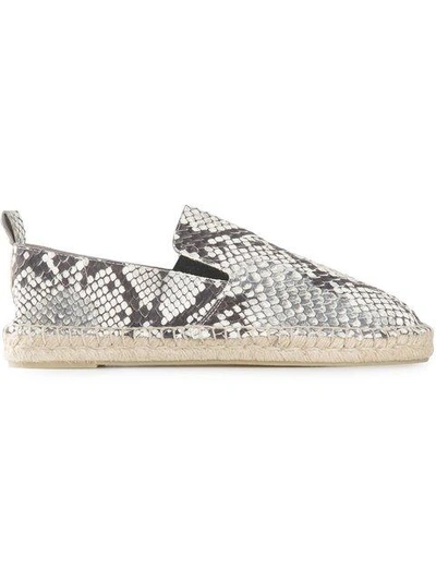 Vince Robin Snake-embossed Leather Espadrilles In Black - White