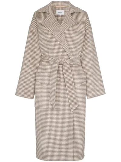 Nanushka Alamo Houndstooth Wool-blend Coat In Grey