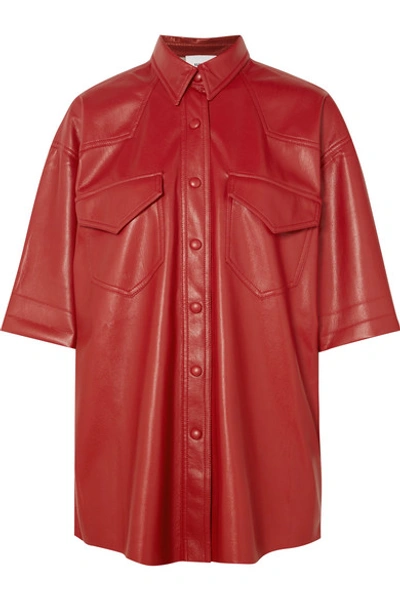 Nanushka Seymour Vegan Faux Leather Shirt In Red