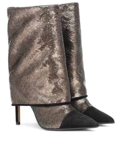 Balmain Babette Metallic Glitter Boots In Bronze