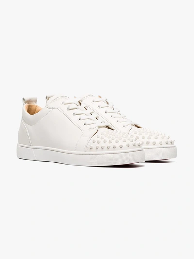 Christian Louboutin White Louis Junior Studded Leather Sneakers In 3047 White