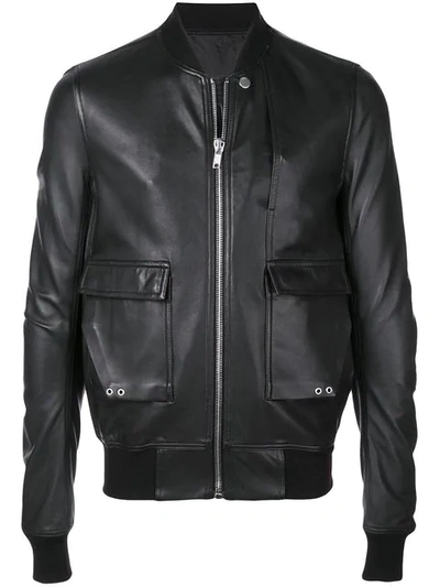 Rick Owens Flight Leather Jacket In Black